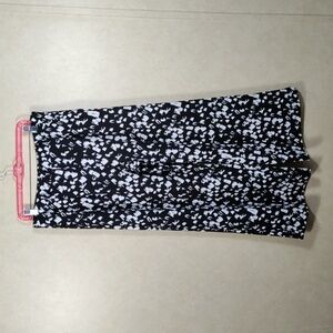 09166 Melloday black & white print wide leg knit pants L